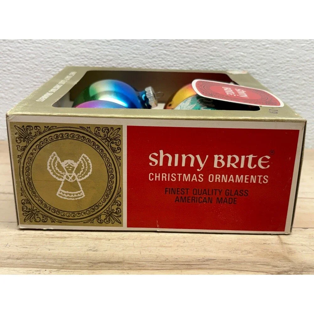 Vtg 1965 Set Of 4 Shiny Brite Finest Quality Blown Glass Christmas Tree Ornament